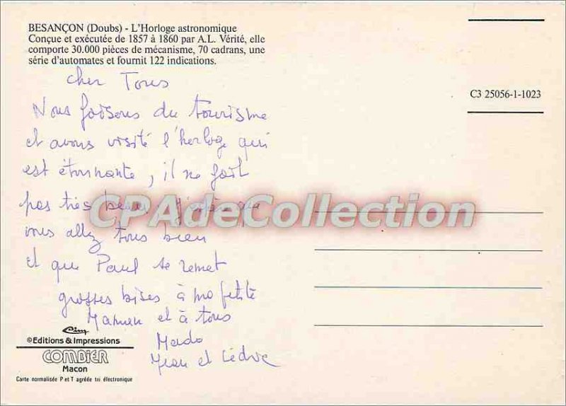 Modern Postcard Besancon (Doubs) Astronomical Clock