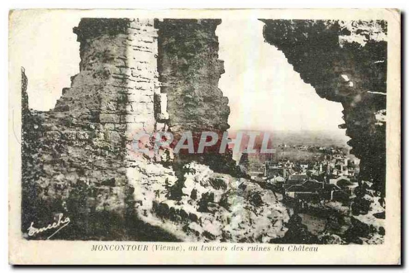 Old Postcard Moncontour Vienna Travers of Chateau du ruins