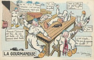 French army military humor comic caricature wine drunk soldiers gourmandise