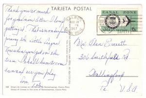 Peru Llamas 1967 Canal Zone Airmail Postcard