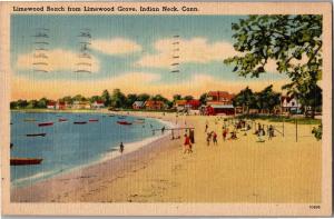 Limewood Beach from Limewood Grove, Indian Neck CT c1945 Vintage Postcard Q17