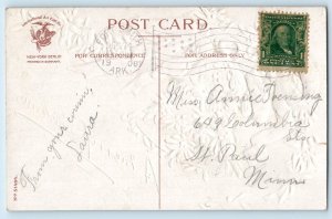 1908 Christmas Mistletoe Ringing Bell Ellen Clapsaddle Signed Artist Postcard