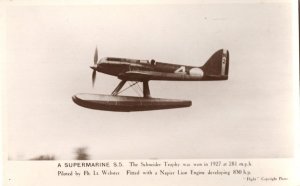 A Submarine S5 with Napier Lion Engine 1927 Schneider Aviation Trophy Postcard