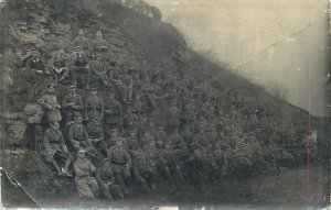 Military portrait real photo postcard officer group