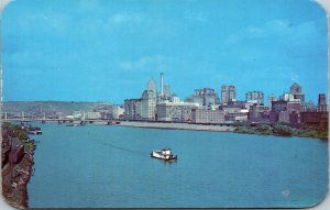 Vtg 1950 Skyline from across Allegheny River Pittsburgh Pennsylvania PA Postcard