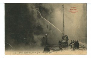 NY - New York City. NY Fire Dept, Water Tower in Action ca1905(crease, tear)