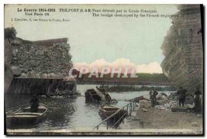 Old Postcard Army Trilport Bridge destroyed by the French Genie