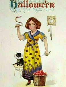 Halloween Postcard Nash Women Black Cat Dress H-14 Washington DC 1913 Original