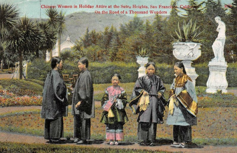Chinese Women In Holiday Attire Sutro Heights, San Francisco, CA c1910s Postcard