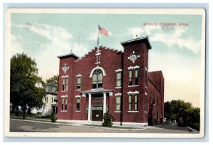 1915 View of Entrance of Armory, Clarinda Iowa IA Antique Posted Postcard