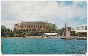 The Bermudiana Hotel, Sailboat, Hamilton Harbour, Hamilton, Bermuda, 1960 PU