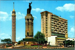 Cairo, Egypt  EL BORG HOTEL~ZAGHLOUL'S STATUE~CAIRO TOWER  4X6 Vintage Postcard