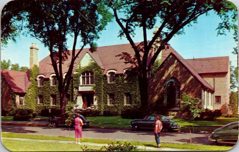Loveland Community House Dixon IL Illinois Exterior Old Car VTG