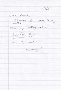 Warren Donnelly Shameless Fully Hand Written Signed Letter