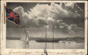 Digby Nova Scotia NS Harbor Boats Ships Canadian Flag c1910 Vintage Postcard