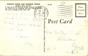 Canada to US Singing Tower and Rainbow Bridge Postcard Used (33363)
