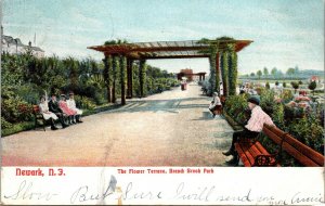 1906 Newark New Jersey NJ Branch Brook Park Flower Terrace Vintage Postcard 