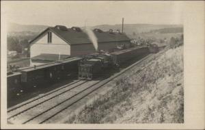 Harpursville NY D&H RR Train Station Depot Broome County Real Photo Postcard