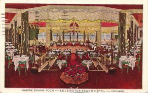 Postcard Marine Dining Room Edgewater Beach Hotel Chicago IL