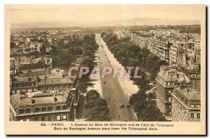 Old Postcard Paris Avenue du Bois de Boulogne to the Arc de Triomphe