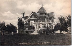 LINCOLN, NE  Nebraska    William Jennings Bryan RESIDENCE   c1910s    Postcard