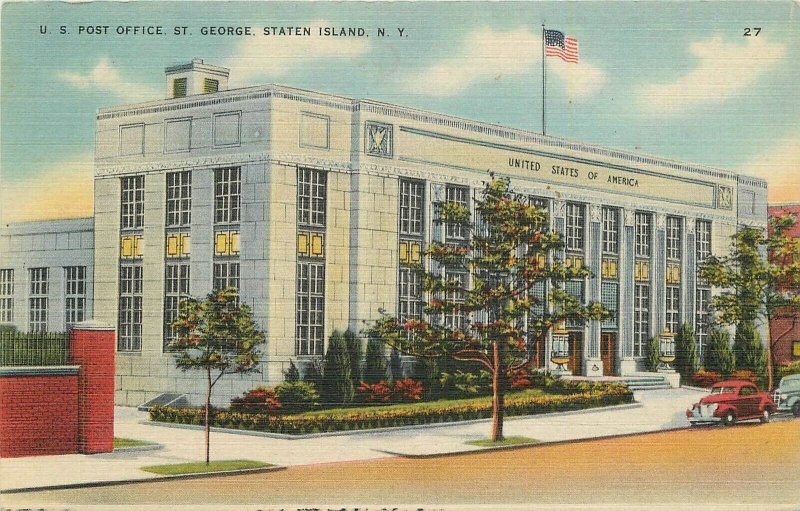 Postcard New York Staten Island US Post Office St. George Weitzman 23-6616