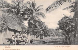 MEXICO~CALLE de TIERRA CALIENTE~LOADED WAGON ON HOT ROAD POSTCARD 1900s