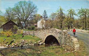 Mountainville New Jersey~Boy Wearing Straw Hat on Stone Bridge~Hunterdon Co~1963