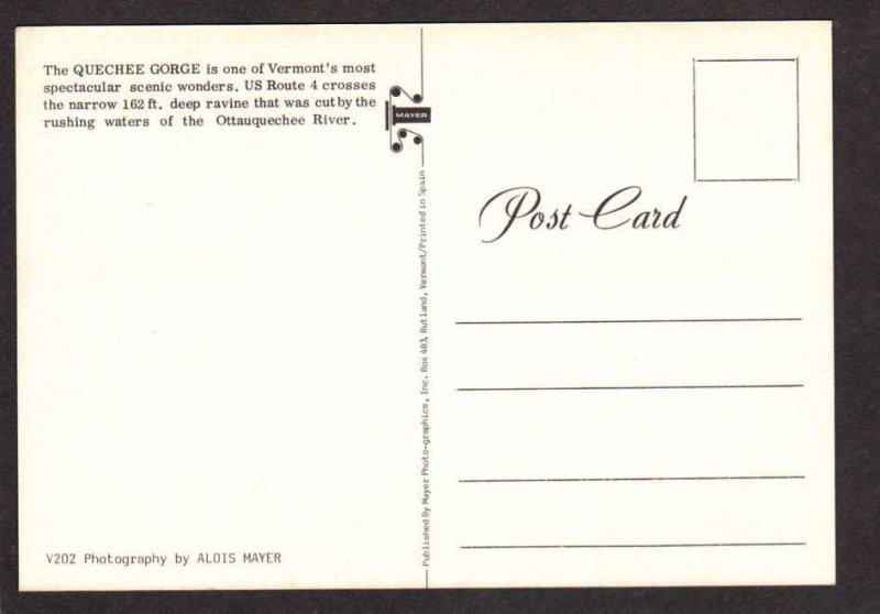VT Quechee Gorge Water Fall Falls River Vermont Postcard