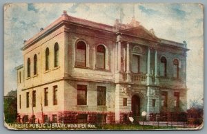 Postcard Winnipeg MB c1907 Carnegie Public Library CDS Cancels Treherne Manitoba