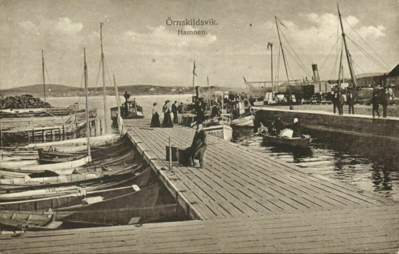 sweden, ÖRNSKILDSVIK, Hamnen, Harbor Scene (1918) Postcard