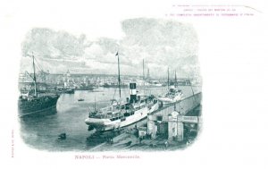 Napoli Porto Mercantile Boat Postcard
