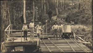 Work Labor Men Rail Cars - Mining? Mine Cars? c1910 Real Photo Postcard