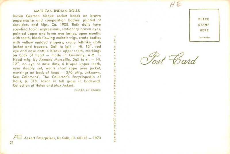 American Indian Dolls Unused 