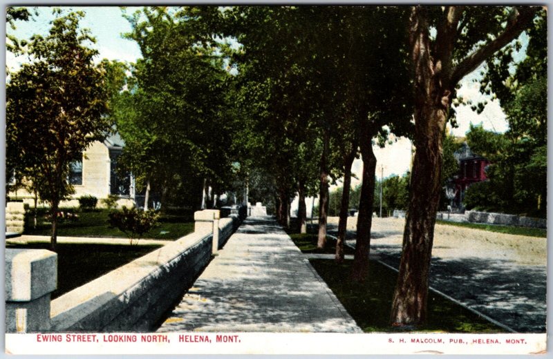 VINTAGE POSTCARD VIEW OF EWING STREET LOOKING NORTH AT HELENA MONTANA