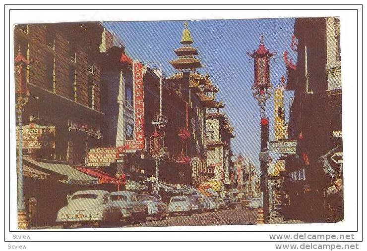 Grant Avenue in the heart of San Francisco Chinatown, California,  40-60s