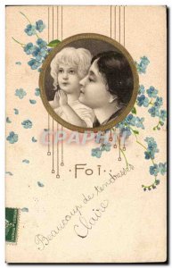 Old Postcard Fantasy Flowers Woman Kids