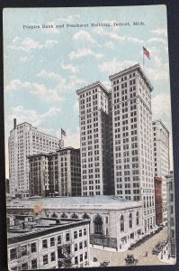 Mint USA Color Picture Postcard Peoples Bank Penobscot Building Detroit MI