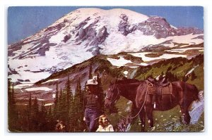 Mt. Rainier From Mazama Ridge c1955 Postcard National Park Saddlehorse Trip