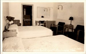 RPPC Monteagle Motor Court Room Interior, Monteagle TN Vintage Postcard C02