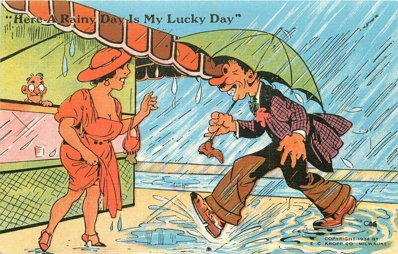 Ray Walters 1940s Comic Humor Lucky Day #C86 Woman Kropp Postcard 21-6845