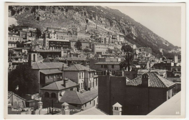 Gibraltar; South View Of The Town No 22 RP PPC By Rex, Unused, c 1930's