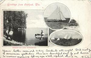 Vintage Postcard Greetings From Oshkosh WI Multiview Scenes on Lake Winnebago