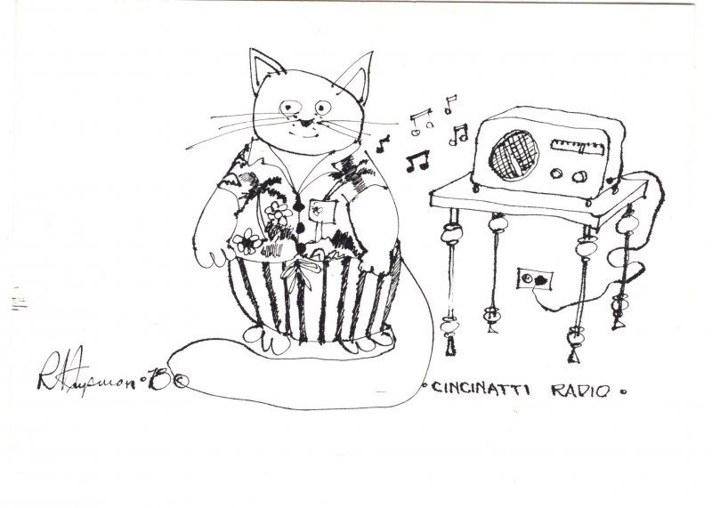 Cincinnati Radio, 1978 Hupman Illustration, Cat Humour, TV Show