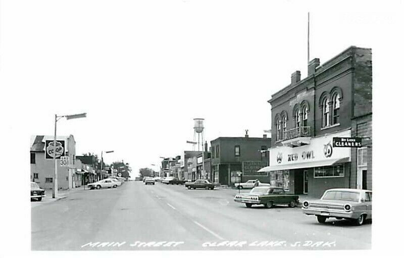 SD, Clear Lake, South Dakota, Main Street, Red Owl, RPPC