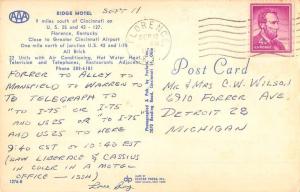 Florence Kentucky Ridge Motel Street View Vintage Postcard K54094 