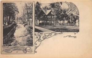 J54/ Clifton Springs New York Postcard c1910 2View Band Stand Pavilion 212