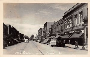 J69/ Ames Iowa RPPC Postcard c40-50s Main Street Stores 200