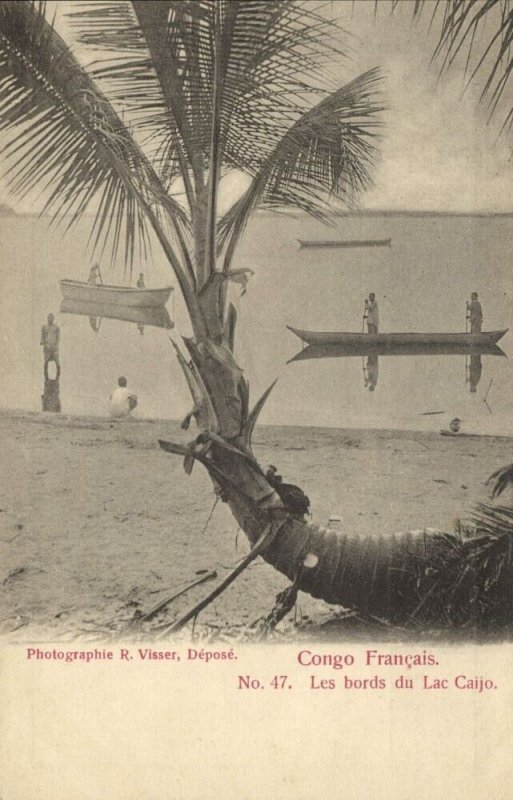 french congo, The shores of Lake Caijo, Native Boat (1900s) Postcard