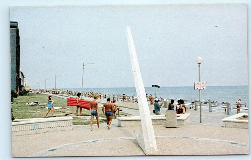 Virginia Beach VA Men Jean Shorts Air Mattresses Sun Dial Vintage Postcard A84